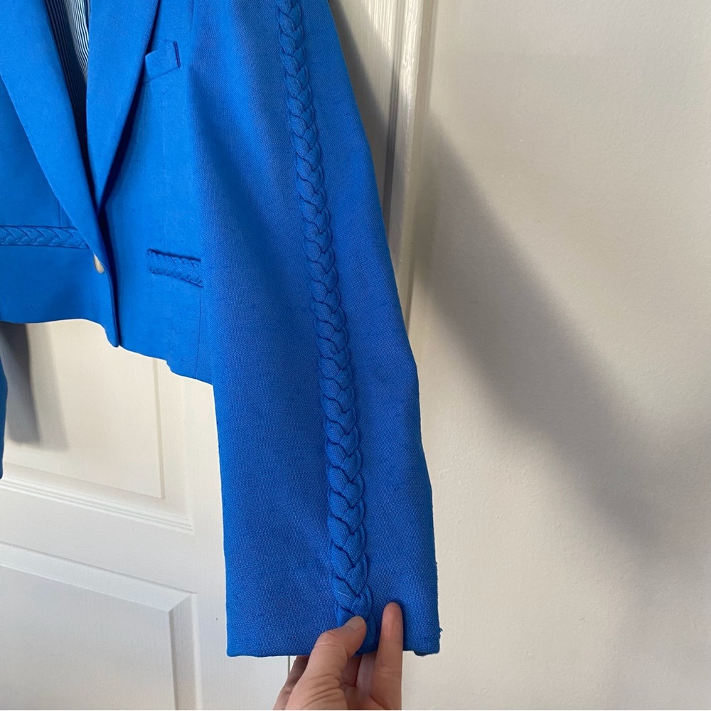 $598 NWOT Veronica Beard Behren Cropped Woven Blazer Jacket in Azure Blue Sz 6 - Picture 8 of 15